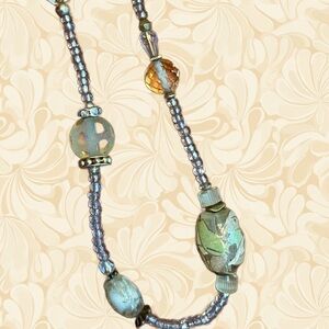 Long art glass bead necklace